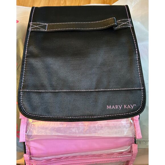 ❤️Mary Kay Vintage Hanging Travel Makeup Jewelry Organizer Black Pink 9"x 29" - Picture 2 of 7